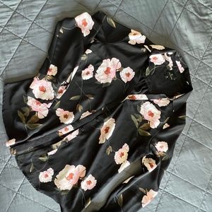 Sheer black floral blouse